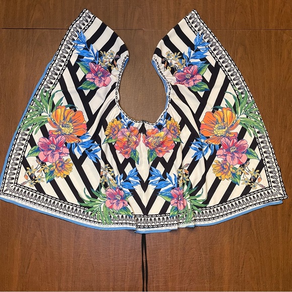 Flying Tomato Women’s Off The Shoulder Floral Scarf Border Print Top Medium - Picture 10 of 14